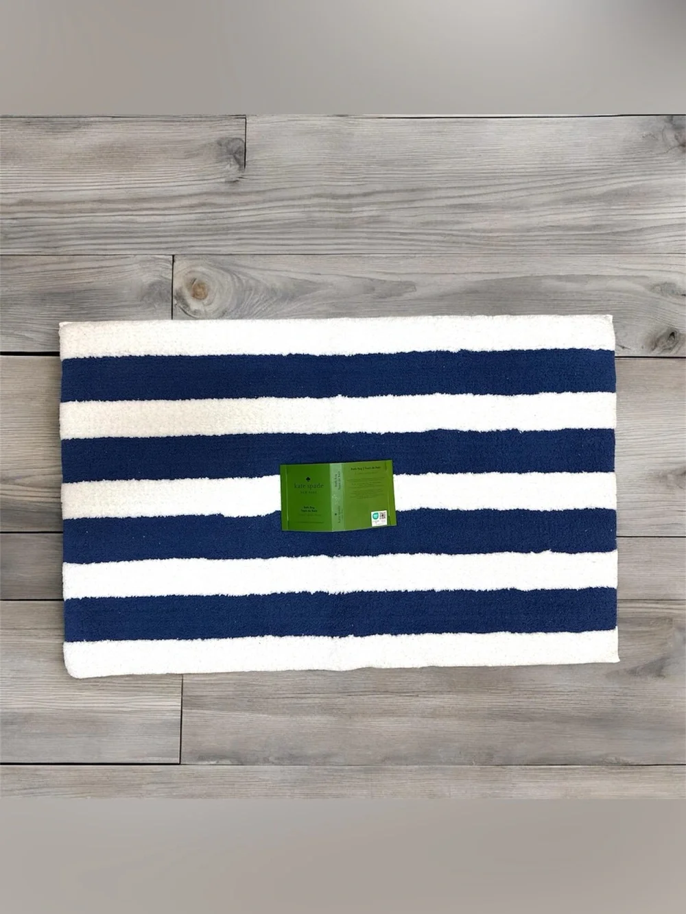 Kate Spade New York Blue & White Striped Bath Rug